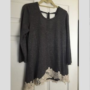 Charming Charlie Lace Trim, Bow Back, 3/4 Sleeve